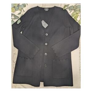 Kate Spade Scalloped Sweater Blazer in Black